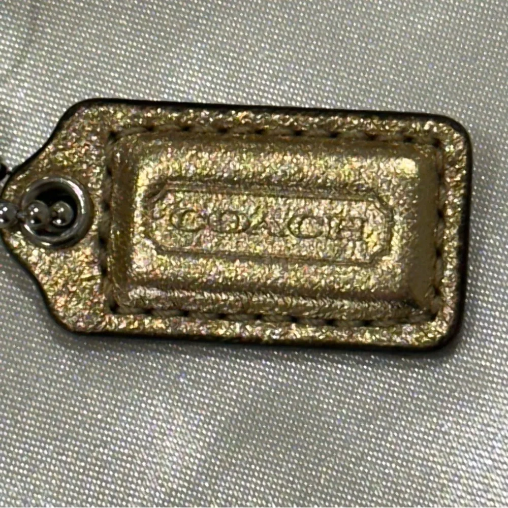 Coach Wristlet Wallet Leather Metallic Gold Chain Logo Spellout Y2K New